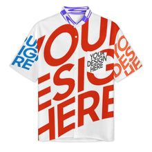 Charger l'image dans la galerie, Chemise homme col montant manches courtes avec poche LM058 personnalisée avec prénom motif texte (conception multi-images)