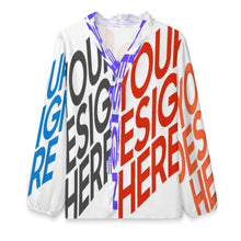 Charger l'image dans la galerie, Blouse manches longues avec décolleté V à volants passepoil pour femme A1S personnalisée avec prénom motif texte (conception multi-images)