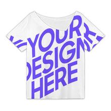 Charger l'image dans la galerie, T-shirt col V devant incliné décontracté à manches courtes DVL personnalisé avec photo texte prénom (conception une image)
