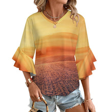 Charger l'image dans la galerie, Blouse Femme à Volants Personnalisable | Haut Col V Manches Évasées