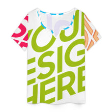Charger l'image dans la galerie, T-shirt col V manches courtes femme VDT taille S à 5XL personnalisée avec prénom motif texte (conception multi-images)