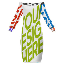Charger l'image dans la galerie, Robe à manches longues à épaules dénudées pour femme MXLD personnalisée avec prénom motif texte (conception multi-images)