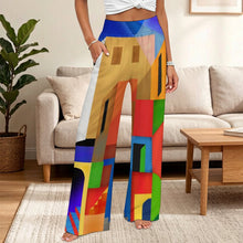 Charger l'image dans la galerie, Pantalon Large Femme Taille Haute Smockée — Personnalisable par Impression