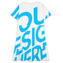 Charger l'image dans la galerie, Robe courte à manches courtes et col en V pour femme LYQ117 personnalisé avec photo texte prénom (conception une image)