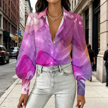 Charger l'image dans la galerie, Chemise satinée à manches bouffantes personnalisable pour femme
