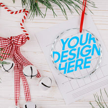 Charger l'image dans la galerie, Pendentif décoratif circulaire en verre pour sapin de Noël personnalisée avec prénom motif texte