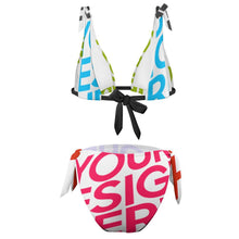 Charger l'image dans la galerie, Bikini triangle / Maillot de bain deux pièces BK2063 personnalisée avec prénom motif texte (conception multi-images)