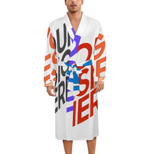 Charger l'image dans la galerie, Peignoir de nuit unisexe à manches longues avec ceinture LM127 personnalisée avec prénom motif texte (conception multi-images)