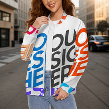 Charger l'image dans la galerie, Veste de baseball universitaire pour femme SDS2507 personnalisée avec prénom motif texte (conception multi-images)