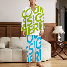 Charger l'image dans la galerie, Pyjama homme LM092 à manches longues 2 pièces personnalisé avec photo texte prénom (conception une image)