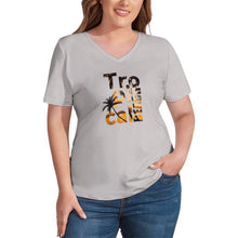 Charger l'image dans la galerie, T-shirt Col V Femme Personnalisé | Haut Ample Fluide