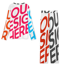 Charger l'image dans la galerie, Combinaison pantalon décontractée à manches longues et col rond pour femme A86TZ personnalisée avec prénom motif texte (conception multi-images)