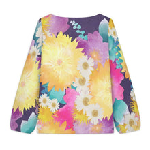 Charger l'image dans la galerie, Blouse Col V Manches Ballon Aspect Lin Personnalisable