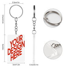 Charger l'image dans la galerie, Porte-clés en acrylique transparent de 3 mm d'épaisseur impression recto-verso personnalisée avec prénom motif texte