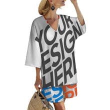 Charger l'image dans la galerie, Ensemble haut col V manches chauve-souris et short taille élastique pour femme YKL07 personnalisée avec prénom motif texte (conception multi-images)