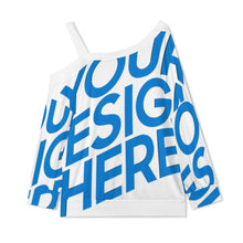 Charger l'image dans la galerie, T-shirts pour femmes A11L col incliné ample manches longues épaules dénudées personnalisé avec photo texte prénom (conception une image)