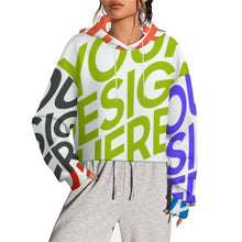 Charger l'image dans la galerie, Sweat à capuche court sans ourlet pour femme MXU022 personnalisée avec prénom motif texte (conception multi-images)