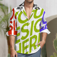Charger l'image dans la galerie, Chemise décontractée à manches longues pour homme en imitation lin personnalisée avec prénom motif texte (conception multi-images)
