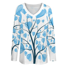 Charger l'image dans la galerie, T-Shirt Femme Manches Longues Col V Double | Ample, Chic & Personnalisable