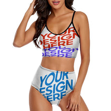 Charger l'image dans la galerie, Ensemble bikini bustier 2 pièces pour femme BK2139 personnalisée avec prénom motif texte (conception multi-images)