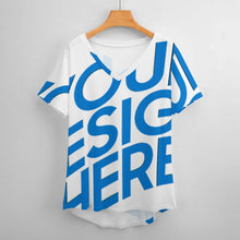 Charger l'image dans la galerie, T-shirt Ice Silk à manches courtes et col en V NZ109 pour femme personnalisé avec photo texte prénom (conception une image)