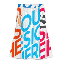 Charger l'image dans la galerie, Jupe trapèze mi-longue élastique légère pour femme personnalisée avec prénom motif texte (conception multi-images)