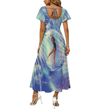 Charger l'image dans la galerie, Robe Longue Femme à Manches Volantées et Ceinture Nouée Personnalisable
