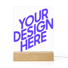 Charger l'image dans la galerie, Veilleuse en acrylique avec socle carré en bois personnalisé avec photo texte prénom