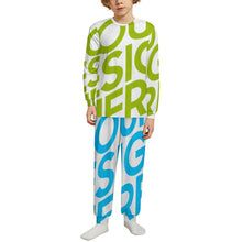 Charger l'image dans la galerie, Ensemble de pyjama à col ras du cou et manches longues pour enfants LM126 personnalisé avec photo texte prénom (conception une image)