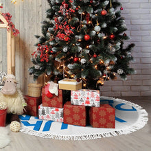 Charger l'image dans la galerie, Jupe de couverture pour sapin de Noël (style franges) (images différentes des deux côtés) personnalisée avec prénom motif texte