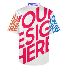 Charger l'image dans la galerie, Chemise homme col montant manches courtes avec poche LM058 personnalisée avec prénom motif texte (conception multi-images)