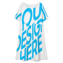 Charger l'image dans la galerie, Robe ample à manches courtes et col rond pour femme B16Q personnalisé avec photo texte prénom (conception une image)