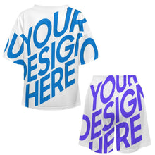 Charger l'image dans la galerie, Ensemble pyjama court pour femme à col en V B98TZ personnalisé avec photo texte prénom (conception une image)