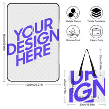 Charger l'image dans la galerie, Tapis de pique-nique pliable pour sac à main style fermeture éclair personnalisé avec photo texte prénom