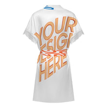 Charger l'image dans la galerie, Pyjama robe de chambre à orné de dentelle manches courtes avec ceinture SDS2517 personnalisé avec photo texte (conception d'images multiples)