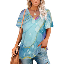 Charger l'image dans la galerie, T-Shirt Femme Col V Soie de Lait Personnalisable | Douceur & Style Unique