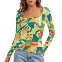 Charger l'image dans la galerie, T-shirt Femme Personnalisé Ajusté Col Carré Maille Côtelée