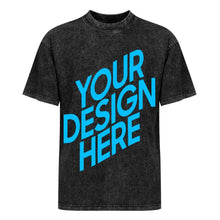 Charger l'image dans la galerie, T-shirt à manches courtes rétro délavé à épaules tombantes personnalisé avec photo texte prénom