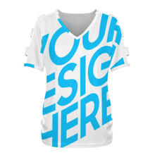 Charger l'image dans la galerie, T-shirt à manches courtes pour femme à épaules dénudées LM077 personnalisé avec photo texte prénom (conception une image)