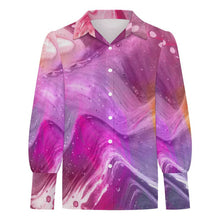 Charger l'image dans la galerie, Chemise satinée à manches bouffantes personnalisable pour femme