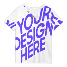 Charger l'image dans la galerie, T-shirt d'été à col incliné boutonné pour femme XVK coupe décontractée manches courtes personnalisé avec photo texte prénom (conception une image)