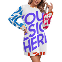 Charger l'image dans la galerie, Robe pull femme manches longues LM565 personnalisée avec prénom motif texte (conception multi-images)