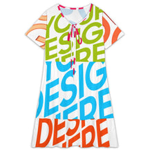 Charger l'image dans la galerie, Robe d'été pour femme col en V manches courtes mini robe décontractée LYQ117 personnalisée avec prénom motif texte (conception multi-images)