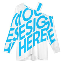 Charger l'image dans la galerie, T-shirt mi-long à manches longues et bretelles asymétriques LDV personnalisé avec photo texte prénom (conception une image)