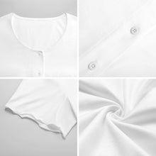 Charger l'image dans la galerie, Robe boutonnée à manches courtes pour femme LM501 personnalisée avec prénom motif texte (conception multi-images)