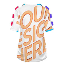 Charger l'image dans la galerie, T-shirt à manches courtes et épaules dénudées pour femme LM077 personnalisée avec prénom motif texte (conception multi-images)