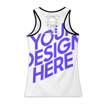 Charger l'image dans la galerie, Débardeur femme TXLD découpe dos rayures horizontales gilet ajouré BS personnalisé avec photo texte prénom