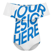 Charger l'image dans la galerie, Maillot de bain 1 pièce pour femme à volants et OFF SHOULDER 294328 personnalisé avec photo texte prénom (conception une image)