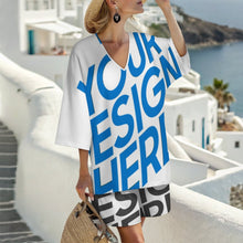 Charger l'image dans la galerie, Ensemble chemise à manches chauve-souris et short à taille élastique pour femme YKL07 personnalisé avec photo texte prénom (conception une image)