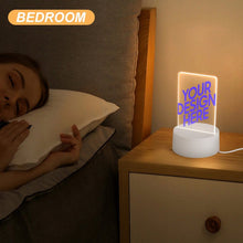 Charger l'image dans la galerie, Veilleuse en acrylique avec base ronde en plastique personnalisée avec prénom motif texte